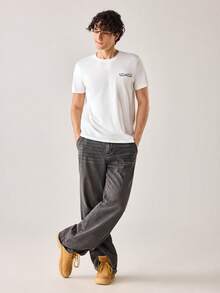 Strevion Men's Minimalist Tom & Jerry Graphic Print Round Neck Short Sleeve T-Shirt, Summer - White - View 7
