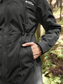 WanderVale In My Nature 1pc Women Solid Color Drawstring Hooded Jacket With Pockets, Outdoor Sports Usewinter Women Tops Keep Warm - Black - View 7