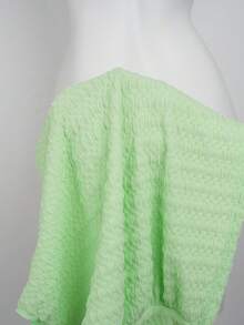 SHEIN EZwear 女士纹理短款褶皱吊带上衣和休闲裤套装 - 薄荷綠 - 查看 7