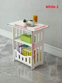 1PC Wooden Double Layer Space Saving Minimalist Nordic Style White Mini Square Coffee Table Nightstand Side Table For Small Apartment Living Room Bedroom Home Furniture - Multicolor - View 10