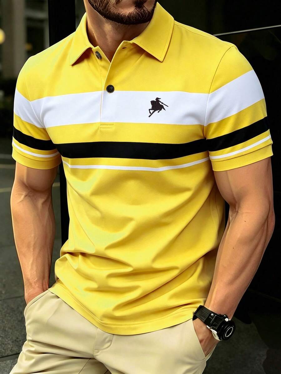 Manfinity Mode 男士時尚休閒短袖 Polo 衫，正式款 - 彩色 - 查看 1