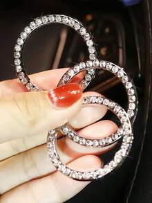1pc Car Single Key Start Button Decorative Ring Inlaid Diamond Crystal Ignition Ring White With Rhinestone Sparkle Bling Interior Accessory For Most Cars Note Size May Not Fit All Car Models - A - View 4