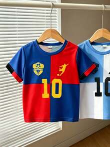 Nuovo outfit sportivo alla moda e confortevole per ragazzi, con design del logo numero 10, 2 pezzi, vibrazioni primaverili, vibrazioni estive, outfit primavera ed estate, comfort facile, maglietta da ragazzo alla moda, abbigliamento casual, abbigliamento grafico per bambini, maglietta primavera ed estate, nuovo stile, relax, vibrazioni primaverili relax vacanza estiva, ritorno a scuola, attività all'aperto, feste, picnic, fotografia di strada, campus, festival, regali - Multicolore - Visualizzare 5