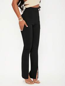 SHEIN SXY High Waist Split Hem Women Pants - Black - View 5