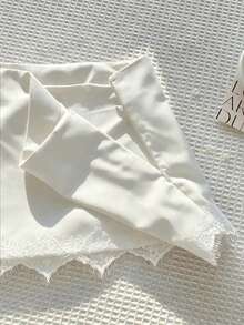 Comfortcana Women's Summer Elegant Solid Color Lace Patchwork Skirt - White - View 3