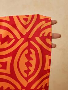 Travachic Plus Size Sleeveless Spaghetti Strap Geometric Print Dress Vacation Red Summer Boho Beach Vacation - Orange - View 7