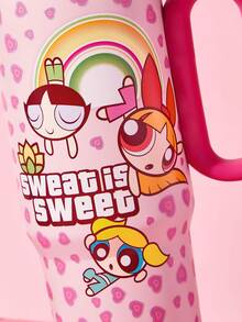 THE POWERPUFF GIRLS X SHEIN 24盎司帶把手保溫杯，真空隔熱水壺，不鏽鋼旅行馬克杯，車用杯 - 藕粉色 - 查看 8