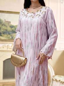 Al Najma Plus Size Women Arabic Style Dress - Pink - View 6