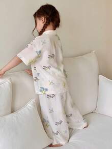 Dazy Kids Floral Print Loose Top + Straight Leg Pants Set For Young Girls Loungewear - White - View 4