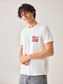Strevion Men's Minimalist Tom & Jerry Basketball Dream Graphic Print Round Neck Short Sleeve T-Shirt, Summer - White - View 6