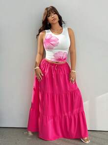 GalTyme White Sleeveless Tank Top & Maxi Skirt 2 Pieces Set Plus Size - Multicolor - View 4