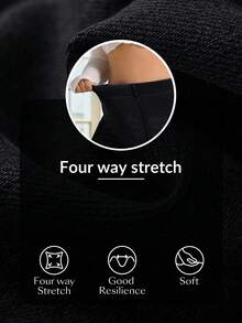 Flexra Plus Size Women Solid Color Casual Versatile Daily Wear Denim Jeans Formal Black Autumn - Black - View 8
