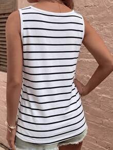 EMERY ROSE Women's Spring/Summer New Hot-Selling Color-Block Patchwork Striped Print Pattern Casual Versatile Plus Size Tank Top - Multicolor - View 2