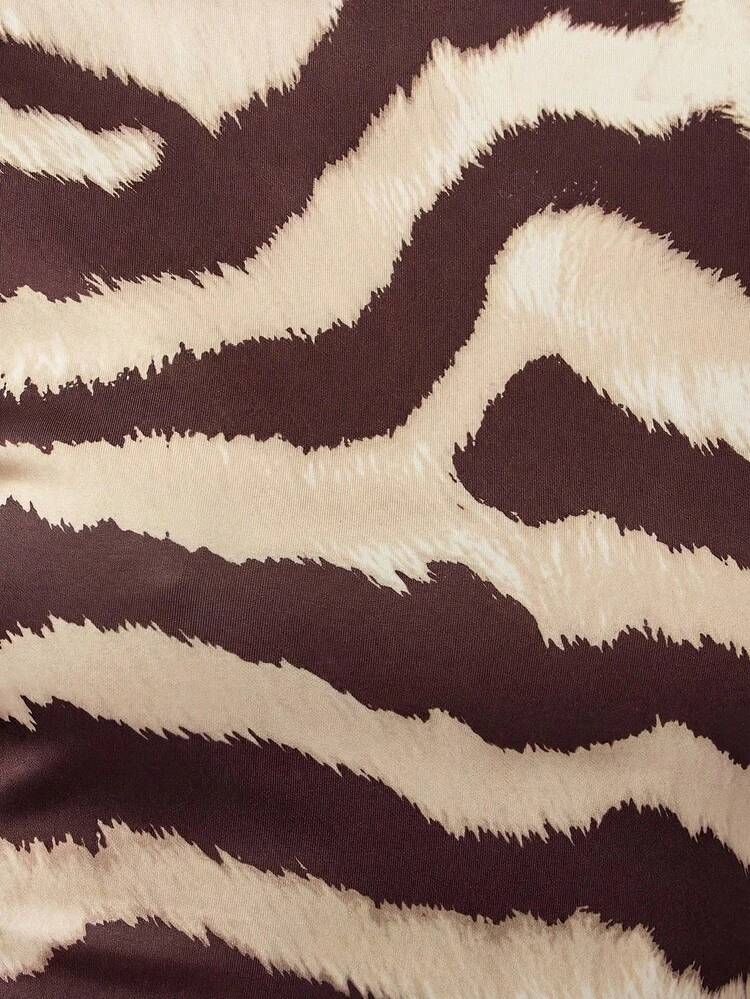 MISSGUIDED Stretch Printed Short Sleeve Side Draped Mini Dress With Belt Detail Animal Print Bodycon Fit