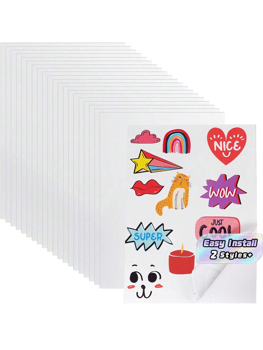 40/50 Hojas de Papel Vinilo Adhesivo Imprimible PET A4, Para Impresoras de Inyección de Tinta, Papel Adhesivo Blanco Mate Impermeable, Tamaño 8.3 X 11.7 Pulgadas - Secado Rápido & Fuerte Adhesión de Tinta - mate - Ver 1