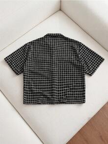 SWAVVY Men's Patch Patch-Down Short Sleeve Shirt, Versatile Daily Wear - Black - View 3