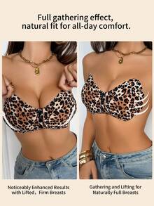 SHEIN 1pc Women's Leopard Print Adhesive Bra, Suitable For Daily Wear - Multicolor - View 4