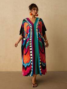 Travachic Vestido largo versátil, holgado y adelgazante para mujer de talla grande, casual para vacaciones - Multicolor - Ver 4