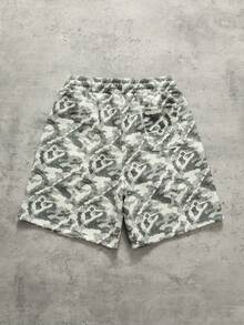 ROMWE MEN Street Life Men's Summer Casual Camouflage Print Shorts - White - View 2