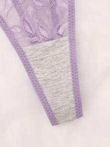 SHEIN 5pcs/Set Sexy Lace Women's Thong Comfortable Panties - Multicolor - View 5
