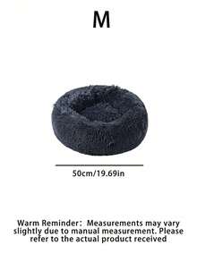 1PC Warm & Soft Plush Pet Round Bed, Fluffy Winter Cozy Pet Round Cushion Nest For Medium/Large/Small Cats & Dogs - Dark Grey - View 13