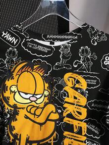 GARFIELD | SHEIN 女款夏季休閒卡通印花T恤 - 白色 - 查看 5