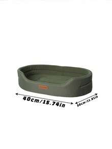 1pc Pet Bed – Removable & Washable, All-Season Semi-Enclosed Design For Small & Large Dogs - Army Green - View 3