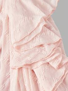 SHEIN MOD Women's Pleated Side Patchwork Ruffle Elegant Spaghetti Strap Midi Dress - Pink - View 4