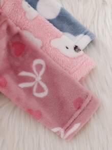 [1 Set Randomly Sent]Newborn Baby Home Robe Cartoon Cute Bear, Pink Heart Bow, Cloud Cartoon Plush Bow Robe - Multicolor - View 4