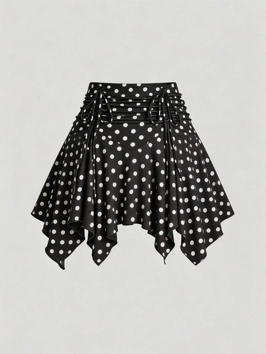 Sweetra Falda de Talla Grande con Dobladillo Asimétrico Romántico - Multicolor - Ver 1
