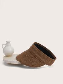Enchnt 1 pieza Sombrero visera de paja de rafia, color té - Marrón - Ver 6
