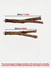1pc Handmade Wooden Durable Bird Perch Stand, Comfortable Bird Chewing Stick, Fun Bird Toy & Accessories, Natural Wood Variations (Weight & Shape Slightly Differ) - Brown - View 2