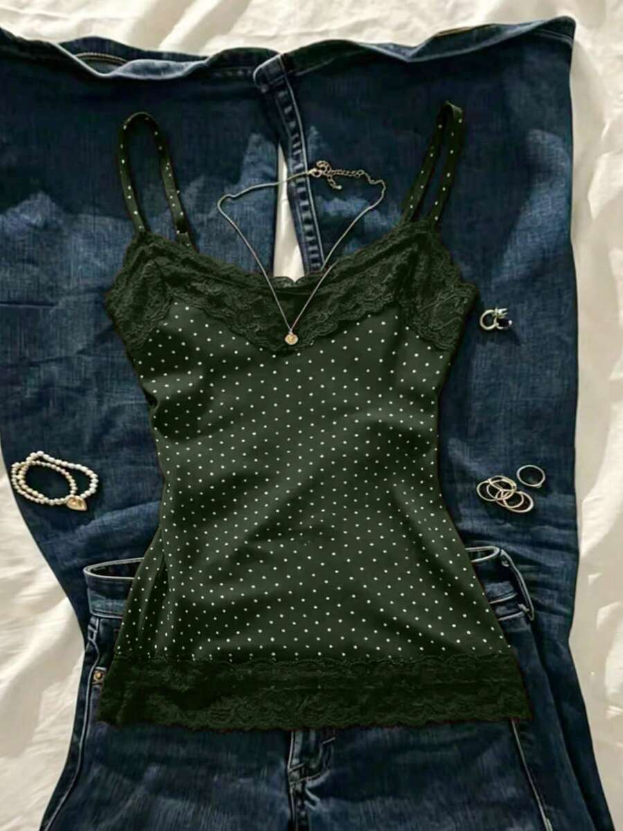 IslaSuriya Capa interior de encaje con ajuste delgado para verano, top versátil y estilizante - Verde - Ver 1