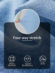 Flexra Plus Size Women Elastic Waist Casual Flare Leg Jeans - Baby Blue - View 6