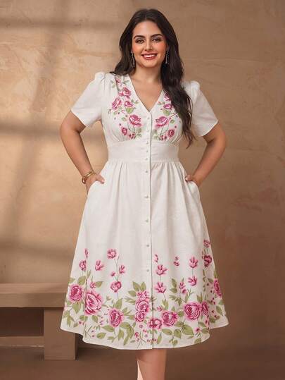 plus size dress shops near me Long Sleeve Formal A-Line Plus Size Dress by LaDivine CD242C
