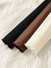 SHEIN Young Girl Matching Casual Minimalist Comfortable High Neck 3-Piece Long Sleeve T-Shirt Set - Multicolor - View 4