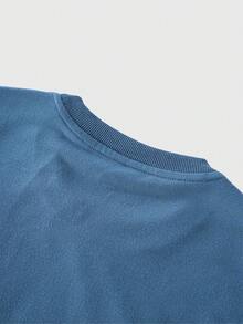 ROMWE MEN Street Life Men's Letter Print Crew Neck Casual Versatile Tank Top - Blue - View 4