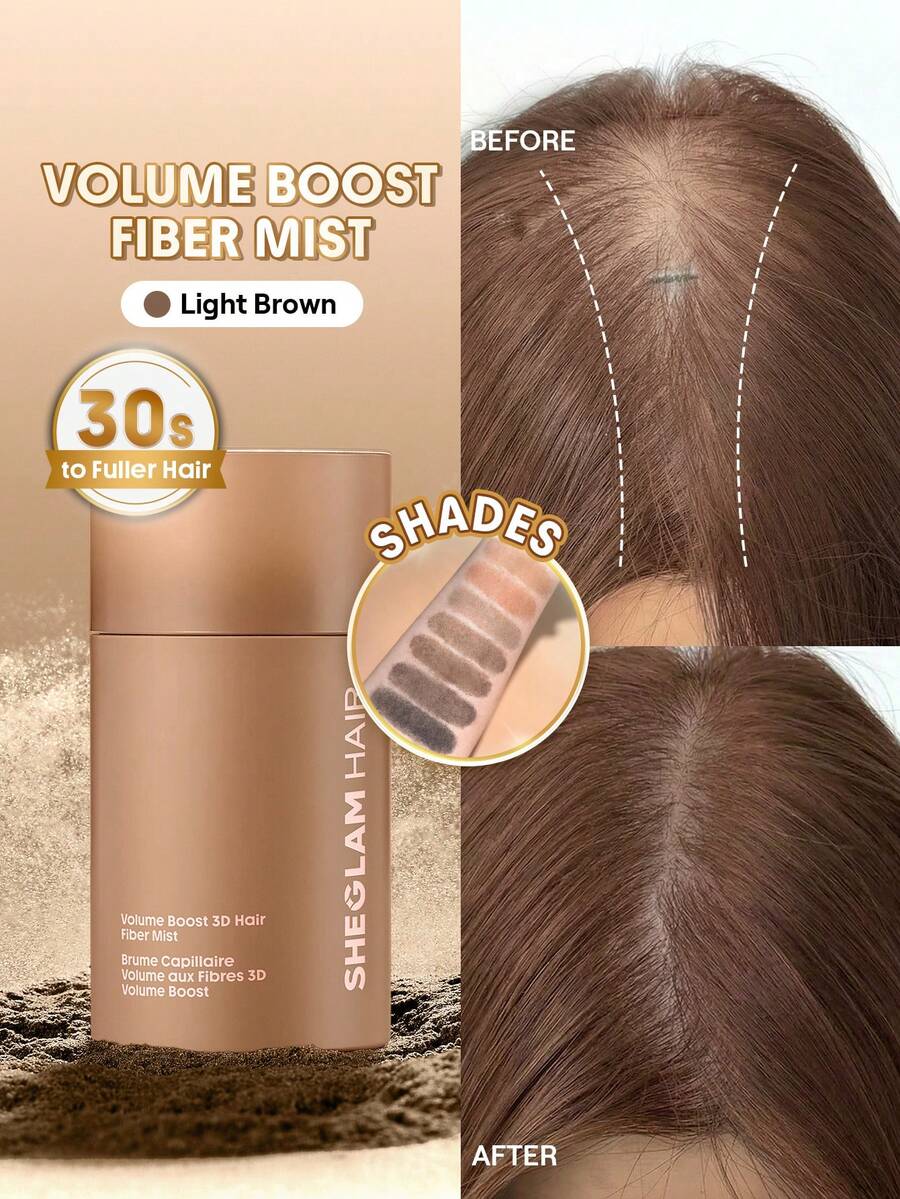 SHEGLAM HAIR 豐盈3D增髮纖維噴霧 - 淺棕色,增髮纖維,頭髮增厚纖維,30秒內令秀髮更顯豐盈,3分鐘定型,72小時持久定型,男女通用,適用於髮際線、髮縫、頭頂、白髮,瞬間遮蓋稀疏頭髮區域 禮物 粉紅色的 化妝品 海灘 節慶 護髮 假期 夏天 美髮配件 返校 旅行 - Light Brown - 查看 1