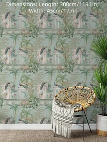 1 PC Roll Waterproof Removable Peacock Floral Pattern Wallpaper Elegant Home Decor Wall Art Sticker For Living Room Bedroom Office Hallway - multicolor - View 20