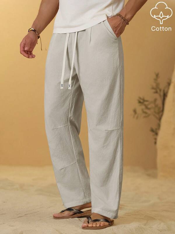 VENTUSAIL Men's Solid Color Drawstring Waist Minimalist Casual Long Pants