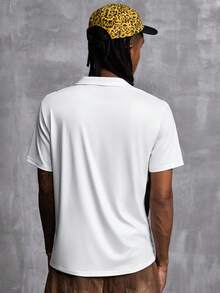 Manfinity Denimwave Polo homme style sport rétro, bloc de couleurs noir & blanc, silhouette de cheval aristocratique, football - Multicolore - Voir 2
