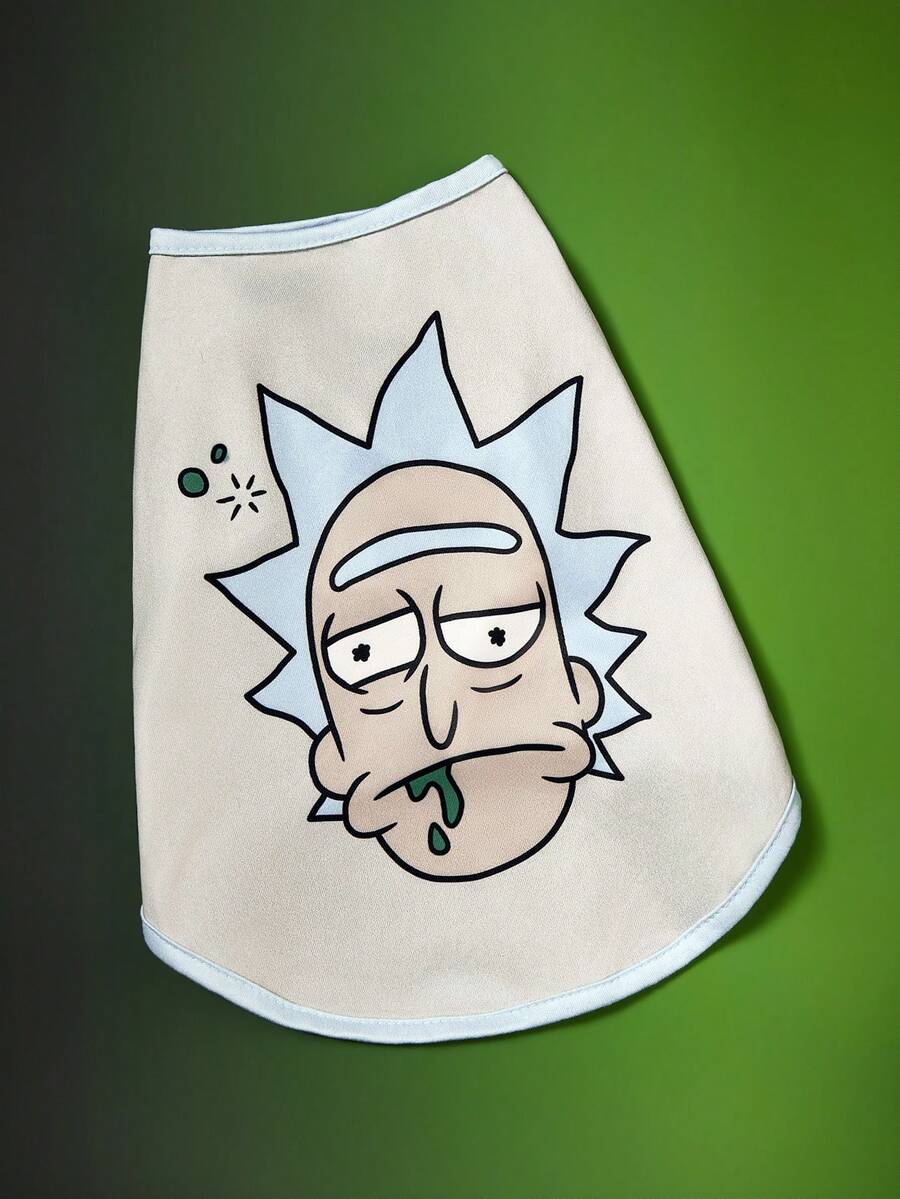 Rick and Morty X SHEIN 1件 Rick Sanchez 寵物背心,四季透氣無袖狗貓背心,趣味卡通臉印花小狗上衣,多尺寸 XXS-XXXXXL 適用於小型中型大型狗 & 貓,寵物主人 & 科幻迷的完美禮物 - 灰色 - 查看 1