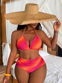 Slaydiva 2026 New Women's Spring/Summer Halter Neck Triangle Bikini Swimwear Set, Plus Size, Beachwear - Multicolor - View 5