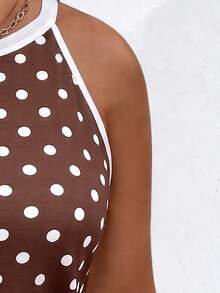EMERY ROSE Women's Spring/Summer New Hot-Selling Polka Dot Print Pattern, Contrast Edge Design Casual Versatile Plus Size Camisole Tank Top - Multicolor - View 3