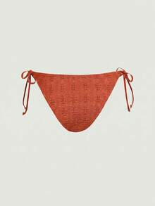 SHEIN MOD Sunny Beach Vacation Women's Solid Color Lace-Up Camisole Top And Shorts 2-Piece Swimsuit Set Burnt Orange Summer Sexy Tropical - Rust Brown - View 11