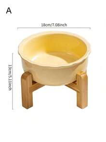 1PC Elevated Ceramic Dog Cat Bowls Bamboo Stand Heavy Base Non Slip Ergonomic Feeding Anti Spill Raised Pet Water Bowl For Large Medium Small Pets Functional Tableware Trending Search - one size fits all - View 6