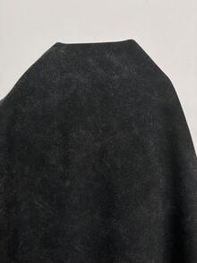 Solflare 大尺碼夏季休閒蕾絲拼接短版T恤 - 黑色 - 查看 7