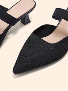 CUCCOO BASICS Women's Pointed Toe Fashion Daily Commute High Heel Mules - Black - View 8