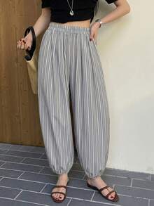 DAZY 素色寬鬆燈籠褲九分長褲休閒度假夏季女款長褲 - 灰色 - 查看 5