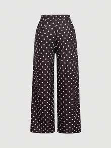SHEIN MOD 女款波點休閒百搭日常外出長褲 - 黑與白 - 查看 6